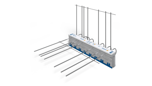 Schöck Isokorb® T typu K-WO z łożyskiem oporowym HTE-Compact®:  Element izolacji termicznej do balkonów lub zadaszeń wspornikowych kotwionych do ściany