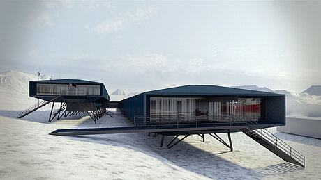 Architectural rendering of buildings at Comandante Ferraz Antarctic Station