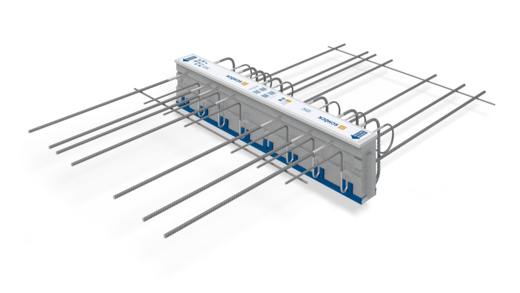 Schöck Isokorb® T typu K-BH z łożyskiem oporowym HTE-Compact® : Element izolacji termicznej do balkonów na wspornikach z przewyższeniem względem stropu